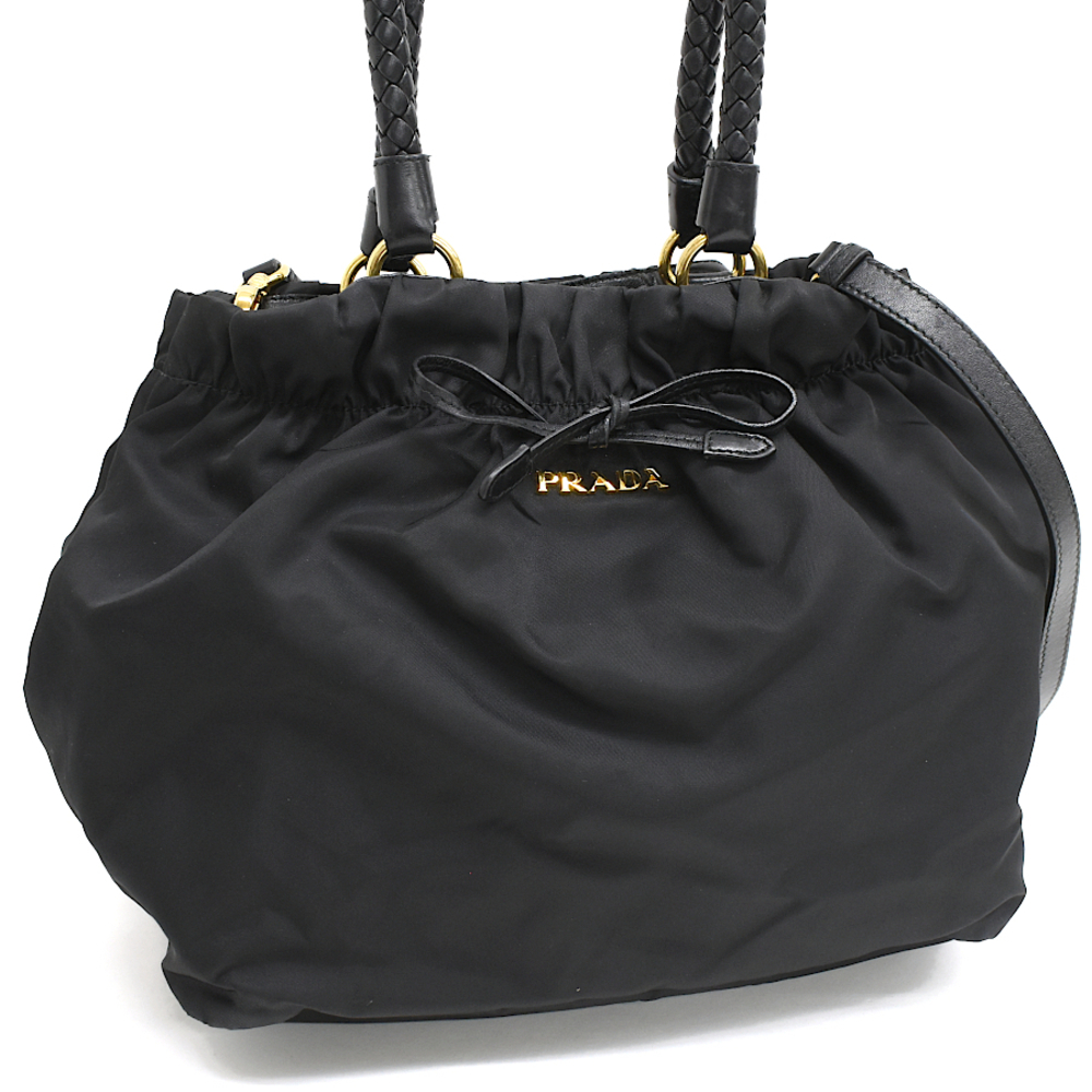 Prada Tessuto Bow Satchel iconic black